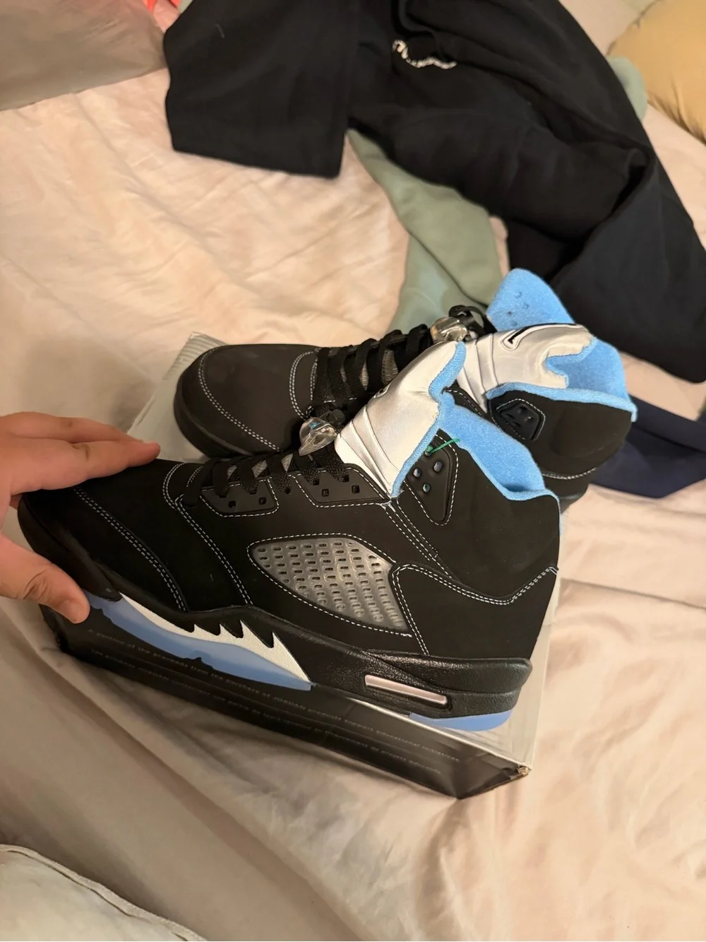 Jordan Men’s Black and Light Blue Basketball Sneakers